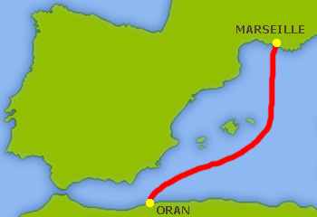 Mapa trasy Marseille - Oran