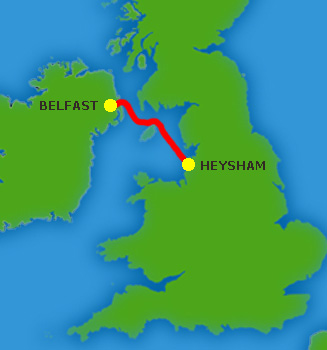 Mapa trasy Belfast - Heysham