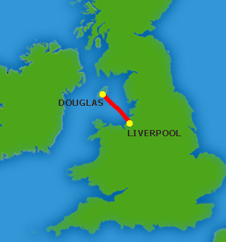 Mapa trasy Douglas - Liverpool