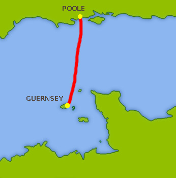 Mapa trasy Guernsey - Poole