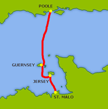 Mapa trasy St. Malo - Poole