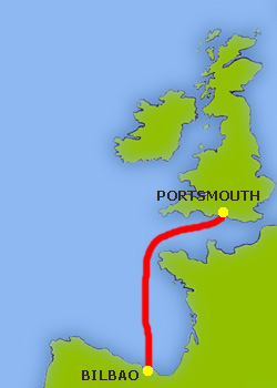 Mapa trasy Bilbao - Portsmouth