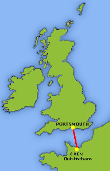 Mapa trasy Caen - Portsmouth