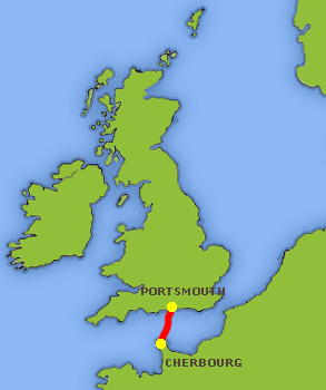 Mapa trasy Cherbourg - Portsmouth