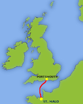 Mapa trasy St. Malo - Portsmouth