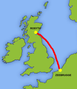 Mapa trasy Rosyth - Zeebrugge