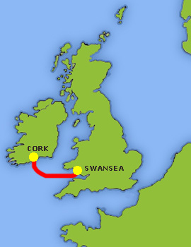 Mapa trasy Cork - Swansea