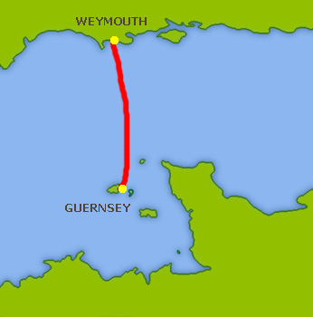 Mapa trasy Guernsey - Weymouth