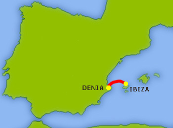 Mapa trasy Denia - Ibiza