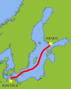 Mapa trasy Rostock - Hanko