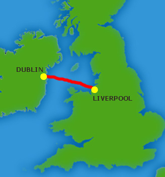 Mapa trasy Liverpool - Dublin