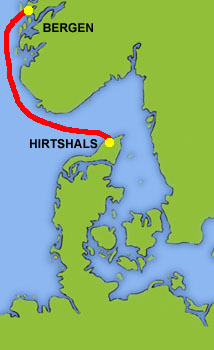 Mapa trasy Hirtshals - Bergen