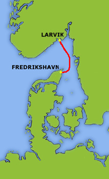 Mapa trasy Frederikshavn - Larvik