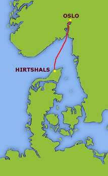 Mapa trasy Hirtshals - Oslo