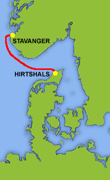 Mapa trasy Hirtshals - Stavanger