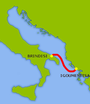 Mapa trasy Brindisi-Igoumenitsa