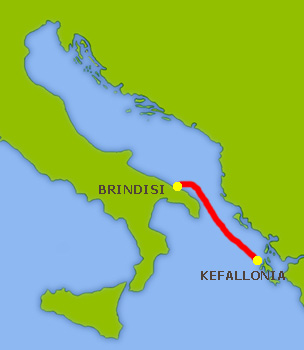 Mapa trasy Brindisi-Kefallonia