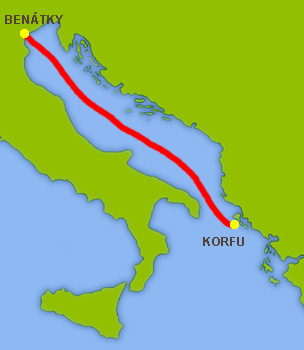 Mapa trasy Benátky - Patras