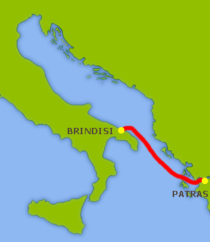 Mapa trasy Brindisi-Patras