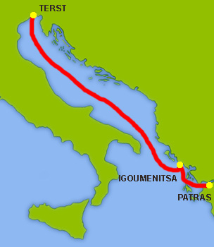 Mapa trasy Terst - Patras