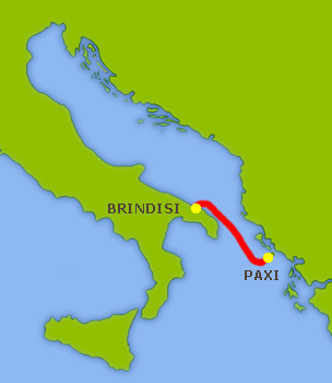 Mapa trasy Brindisi-Paxi