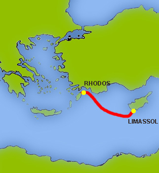 Mapa trasy Limassol - Rhodos