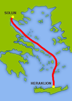 Mapa trasy Heraklion - Soluň