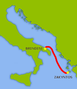 Mapa trasy Brindisi-Zakynthos