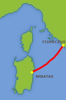 Mapa trasy Fiumicino - Arbatax