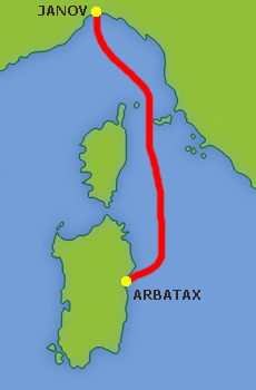 Mapa trasy Janov - Arbatax