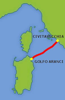 Mapa trasy Civitavecchia - Golfo Aranci