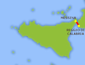 Mapa trasy Reggio di Calabria - Messina
