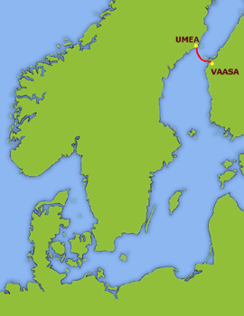 Mapa trasy Vaasa - Umea