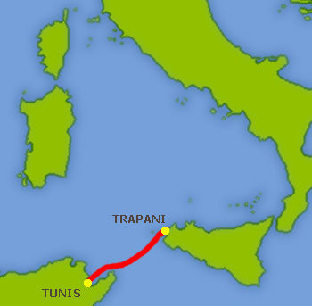 Mapa trasy Trapani - Tunis
